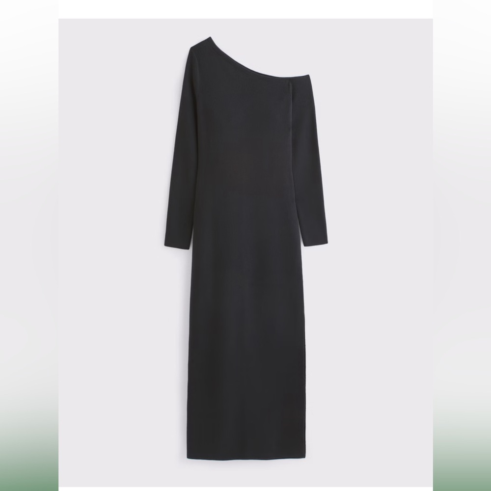 A&F Unworn One-Shoulder Maxi Sweater Dress, L Black